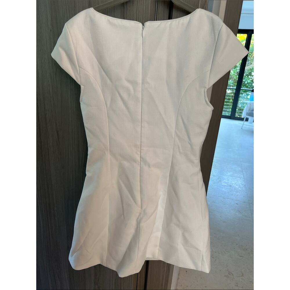 REVOLVE White Square Neck Mini Dress with Pearl Buttons - Picture 4 of 9